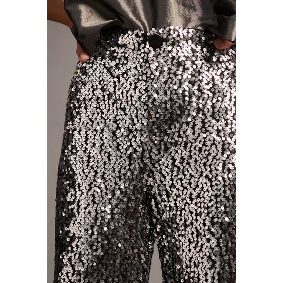 New Anthropologie Colette Cropped Wide-Leg Sequin Pants 32 - Picture 3 of 7